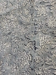 Block Print Handloom Linen Fabric Linen Fabric Flower Rusty Blue Colour Upholstery Fabric, Pillow Cover ,Thick Linen Fabric Natural Colour - Rohiyaan